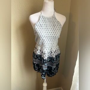 URBAN OUTFITTERS OUT FROM UNDER blue smocked halter romper | m